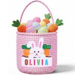 Personalized Pink Bunny Easter Basket for Kids