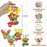 4E's Novelty Reindeer Christmas Ornament Craft for Kids (12 Pack) Updated Edition - Foam Bulk Arts and Crafts Kit for Kids Toddlers 4-8 DIY Craft Party Favor Activity Project