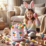 Personalized Pink Bunny Easter Basket for Kids