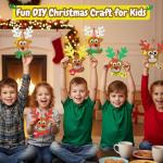 4E's Novelty Reindeer Christmas Ornament Craft for Kids (12 Pack) Updated Edition - Foam Bulk Arts and Crafts Kit for Kids Toddlers 4-8 DIY Craft Party Favor Activity Project