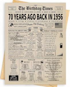 Happy 70th Birthday Card Gifts Decorations for Women Men Her Him Anyone | Funny Happy Unique 70 Year Old Gifts Ideas | Back In 1956