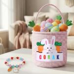 Personalized Pink Bunny Easter Basket for Kids