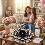 Koogel Explosion Gift Box, DIY Custom Scrapbook Photo Album for Birthday Anniversary Wedding, Exploding Surprise Boxes for Holiday Graduation