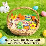 Easter Wood Painting Craft Kit, 40Pcs DIY Easter Wooden Ornaments, Unfinished Bunny, Egg, Flower and Hen Cutouts, Paint Your Own Hanging Decorations for Easter Tree, Home, Mantle, Party Favors