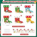 COCHIE 48Pcs DIY Christmas Craft Kits for Kids, Christmas Tree Stockings Ornaments Kit, Make Your Own Christmas Stockings Craft Xmas Party Decor DIY Stockings Cutouts for Holiday Handcraft Supplies