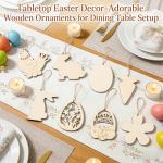 Easter Wood Painting Craft Kit, 40Pcs DIY Easter Wooden Ornaments, Unfinished Bunny, Egg, Flower and Hen Cutouts, Paint Your Own Hanging Decorations for Easter Tree, Home, Mantle, Party Favors