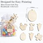 Easter Wood Painting Craft Kit, 40Pcs DIY Easter Wooden Ornaments, Unfinished Bunny, Egg, Flower and Hen Cutouts, Paint Your Own Hanging Decorations for Easter Tree, Home, Mantle, Party Favors