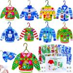 Winlyn 24 Sets Christmas Craft Kits Winter Kids Crafts DIY Ugly Sweater Ornaments Decorations Art Set Holiday Foam Stickers Arts and Crafts for Kids Home Classroom Activities Party Favors