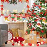 COCHIE 48Pcs DIY Christmas Craft Kits for Kids, Christmas Tree Stockings Ornaments Kit, Make Your Own Christmas Stockings Craft Xmas Party Decor DIY Stockings Cutouts for Holiday Handcraft Supplies