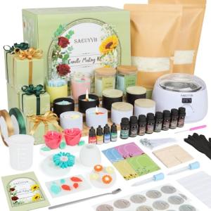 SAEUYVB Candle Making Kit,Candle Making Kit for Adults & Beginners - DIY Starter Soy Candle Making Supplies with Digital Wax Warmer,Soy Wax Etc-Perfect Home Craft & Gift Idea