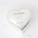 Crezusvo Personalized Baby First Birthday Gifts for Girls, Engraved Footprint with Custom Name & Date, Customized Baby's 1st Xmas Ornament for Boy Girl, Silver Toned