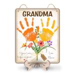 Personalized Baby Handprint Flowers Hanging Sign