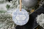 Chinoiserie Married Christmas Ornament, Blue Toile Pattern Wedding Ornament, Personalized Newlywed Gift for Couples, Personalized Gifts for Wedding, Bridal Shower Gift