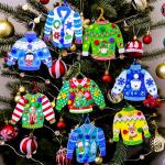 Winlyn 24 Sets Christmas Craft Kits Winter Kids Crafts DIY Ugly Sweater Ornaments Decorations Art Set Holiday Foam Stickers Arts and Crafts for Kids Home Classroom Activities Party Favors