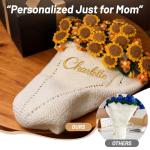 Qubist Personalized Handmade Crochet Rose Flower Blanket Bouquet – Custom Name Gift for Mother's Day, Valentine’s Day, Mom or Girlfriend（Sunflowers）