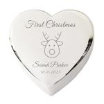 Crezusvo Personalized Baby First Birthday Gifts for Girls, Engraved Footprint with Custom Name & Date, Customized Baby's 1st Xmas Ornament for Boy Girl, Silver Toned