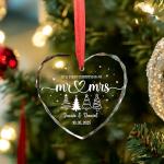 Fastpeace Personalized Mr & Mrs Glass Ornament 2026 – First Christmas Married Gift for Couple – Custom Wedding Ornament with Name & Date – Crystal Keepsake for Newlyweds