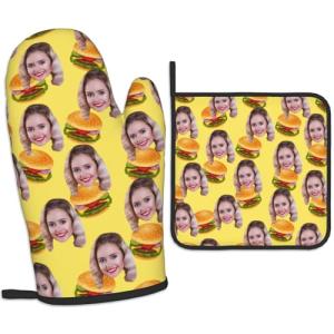 Personalized Oven Mitts, Custom Oven Mitts and Pot Holders Sets Custom Kitchen, Baking,Cooking as Gifts for Women,Friend,Family