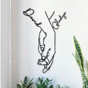 JINMA Personalized Couple Decoration – Custom Holding Hands with Names, Romantic Gift for Anniversary, Wedding, Valentine’s Day (Black)