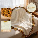 Qubist Personalized Handmade Crochet Rose Flower Blanket Bouquet – Custom Name Gift for Mother's Day, Valentine’s Day, Mom or Girlfriend（Sunflowers）