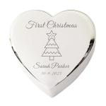 Crezusvo Personalized Baby First Birthday Gifts for Girls, Engraved Footprint with Custom Name & Date, Customized Baby's 1st Xmas Ornament for Boy Girl, Silver Toned