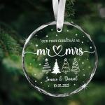Fastpeace Personalized Mr & Mrs Glass Ornament 2026 – First Christmas Married Gift for Couple – Custom Wedding Ornament with Name & Date – Crystal Keepsake for Newlyweds