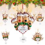 Personalized Heart Reindeer Christmas Ornaments 2025 - Custom Resin Elk Deer Ornament for Christmas Tree, DIY Family Name Hanging Pendant, Ornament for Friend & Family (Family of 4)