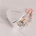 Crezusvo Personalized Baby First Birthday Gifts for Girls, Engraved Footprint with Custom Name & Date, Customized Baby's 1st Xmas Ornament for Boy Girl, Silver Toned