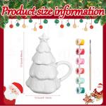 Didaey 1 Set Christmas Tree Mug with Lid Paint Your Own Mug Craft Kit with 6 Color Paints and Brush DIY Ceramic Christmas Coffee Mugs for Xmas Festive Holiday Gift