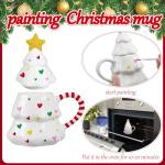 Didaey 1 Set Christmas Tree Mug with Lid Paint Your Own Mug Craft Kit with 6 Color Paints and Brush DIY Ceramic Christmas Coffee Mugs for Xmas Festive Holiday Gift