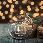 Fastpeace Personalized Mr & Mrs Glass Ornament 2026 – First Christmas Married Gift for Couple – Custom Wedding Ornament with Name & Date – Crystal Keepsake for Newlyweds