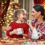 Didaey 1 Set Christmas Tree Mug with Lid Paint Your Own Mug Craft Kit with 6 Color Paints and Brush DIY Ceramic Christmas Coffee Mugs for Xmas Festive Holiday Gift