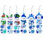 Winlyn 24 Sets Christmas Craft Kits Winter Crafts DIY Christmas Snowman Bookmarks Ornaments Art Sets Snowman Christmas Foam Stickers Arts and Crafts for Kids Holiday Classroom Activities Party Favors