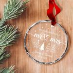 Fastpeace Personalized Mr & Mrs Glass Ornament 2026 – First Christmas Married Gift for Couple – Custom Wedding Ornament with Name & Date – Crystal Keepsake for Newlyweds