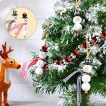 Landical 180 Piece DIY Christmas Snowman Wooden Bead Crafts Christmas DIY Ornaments Red Black Buffalo Plaid Wood Round Bead Xmas Print Wooden Beads with Twine Scarf for Crafts