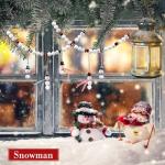 Landical 180 Piece DIY Christmas Snowman Wooden Bead Crafts Christmas DIY Ornaments Red Black Buffalo Plaid Wood Round Bead Xmas Print Wooden Beads with Twine Scarf for Crafts