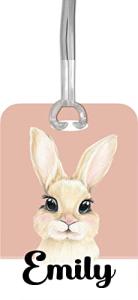 Personalized Easter Basket Stuffers for Boys Girls, Custom Name Tag with Strap, Holiday Gift for Kids, Luggage Travel Accessories (Watercolor Bunny)