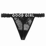 Eoribag Women's Personalized Sexy Lace Thongs with Funny Rhinestone Letters, Custom Name Underwear Panties for Couples，Christmas & Valentine's Day Gift, Black