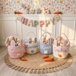 Personalized Embroidered Baby Easter Basket with Name, Custom Bunny Baskets Egg Hunt for Kids, Baby Easter Gift, Egg Hunt Basket for Kids, Boys, Girls A3