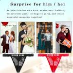 Eoribag Women's Personalized Sexy Lace Thongs with Funny Rhinestone Letters, Custom Name Underwear Panties for Couples，Christmas & Valentine's Day Gift, Black