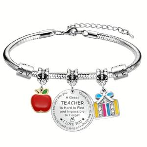 iJuqi Teacher Appreciation Gifts for Women - Personalized Inspirational Teachers Appreciation Week Bracelet, Perfect Thank You Gift for Christmas, Valentine’s Day