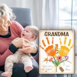 Personalized Baby Handprint Flowers Hanging Sign