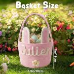 MBBEST Personalized Easter Bunny Basket - Custom 3D Name Cotton Rope Easter Bucket with Cute Ears & Plush Charm, Hand-Woven Easter Egg Hunt Bag, Unique Gift Storage for Kids Toddlers Boys Girls
