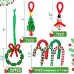 Christmas Crafts for Kids Adults Families, Beaded Ornament Kit to Make Wreath/Candy Cane/Xmas Tree/Snowman, Holiday Decorations Party Supplies, 40 Pieces
