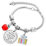 iJuqi Teacher Appreciation Gifts for Women - Personalized Inspirational Teachers Appreciation Week Bracelet, Perfect Thank You Gift for Christmas, Valentine’s Day