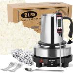 SAEUYVB Candle Making Kit with Wax Melter, Candle Wax for Candle Making - DIY Candle Making Supplies, Including 2lbs Soy Wax Flakes, Melting Pot, Electric Stove,Candle Kit for Adults, Beginnner