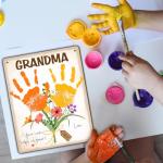 Personalized Baby Handprint Flowers Hanging Sign