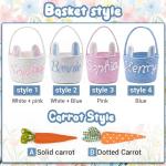 MBBEST Personalized Easter Bunny Basket - Custom 3D Name Cotton Rope Easter Bucket with Cute Ears & Plush Charm, Hand-Woven Easter Egg Hunt Bag, Unique Gift Storage for Kids Toddlers Boys Girls