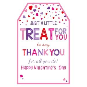 G2PLUS 50PCS Valentine's Day Gift Tags, Happy Valentine's Day Tags, Thank You Treat Tag, Thank You for All You Do Tag, White Paper Hang Label with String for Valentine, Wedding Party Favors