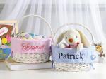 CFuniq® Personalized Seersucker Easter Basket Liner, Custom Embroidered Name, Soft Breathable Seersucker Fabric, Perfect for Wicker Easter Baskets, Pink Liner (No Basket)